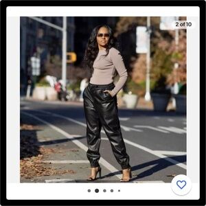 Zara FAUX LEATHER JOGGING PANTS Color Black Small